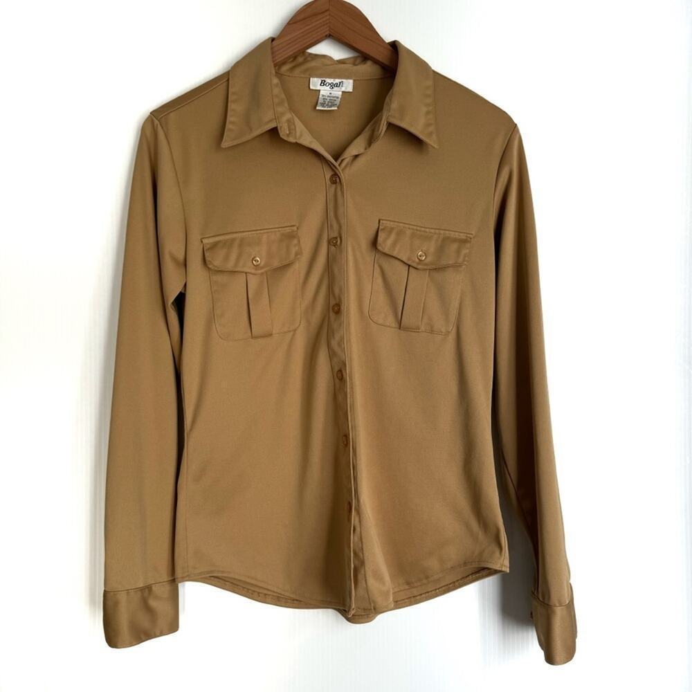 Bogari vintage button down polyester blend dress shirt size medium